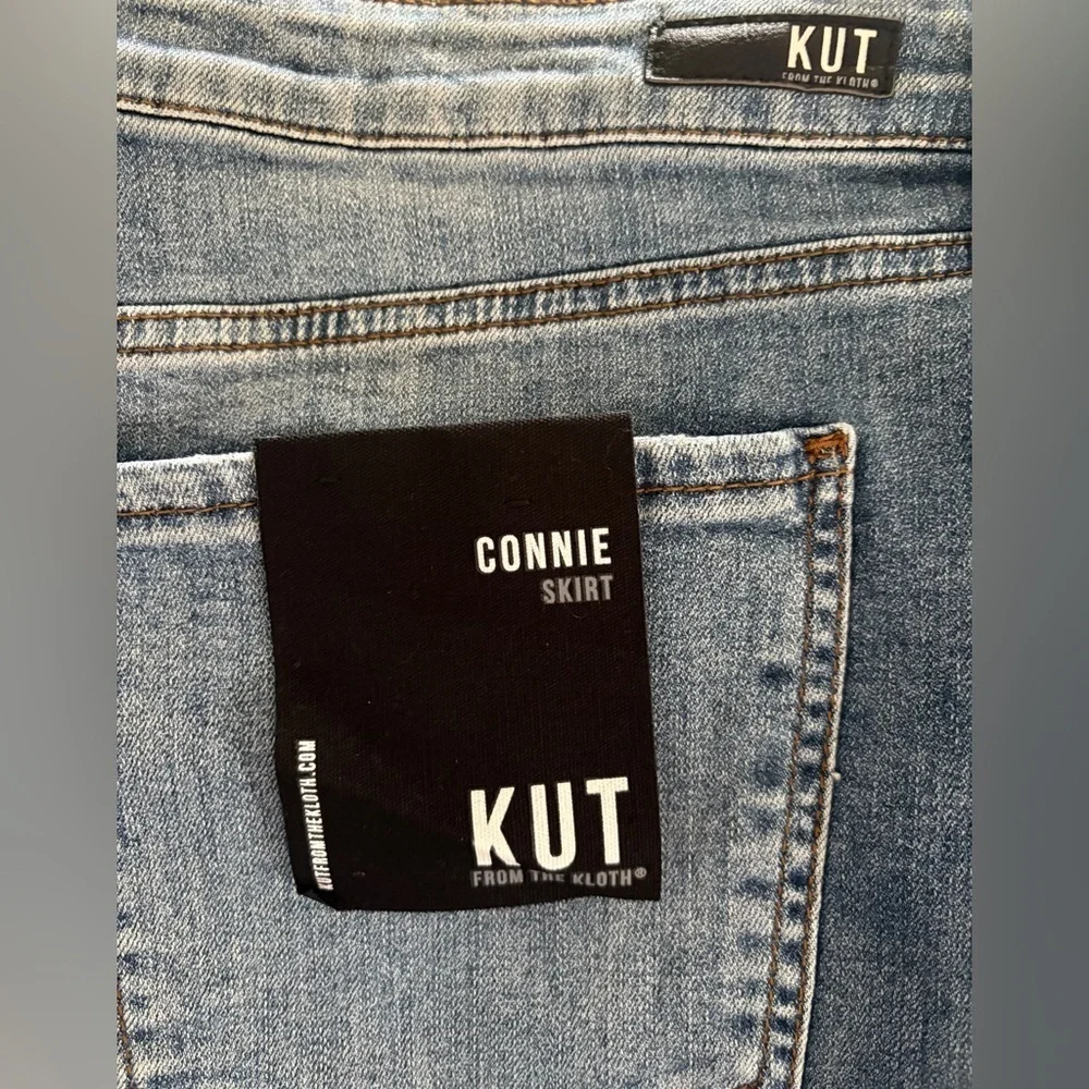 NEW w/Tags Kut from the Kloth Connie High Low Hem Distressed Denim Skirt 20W